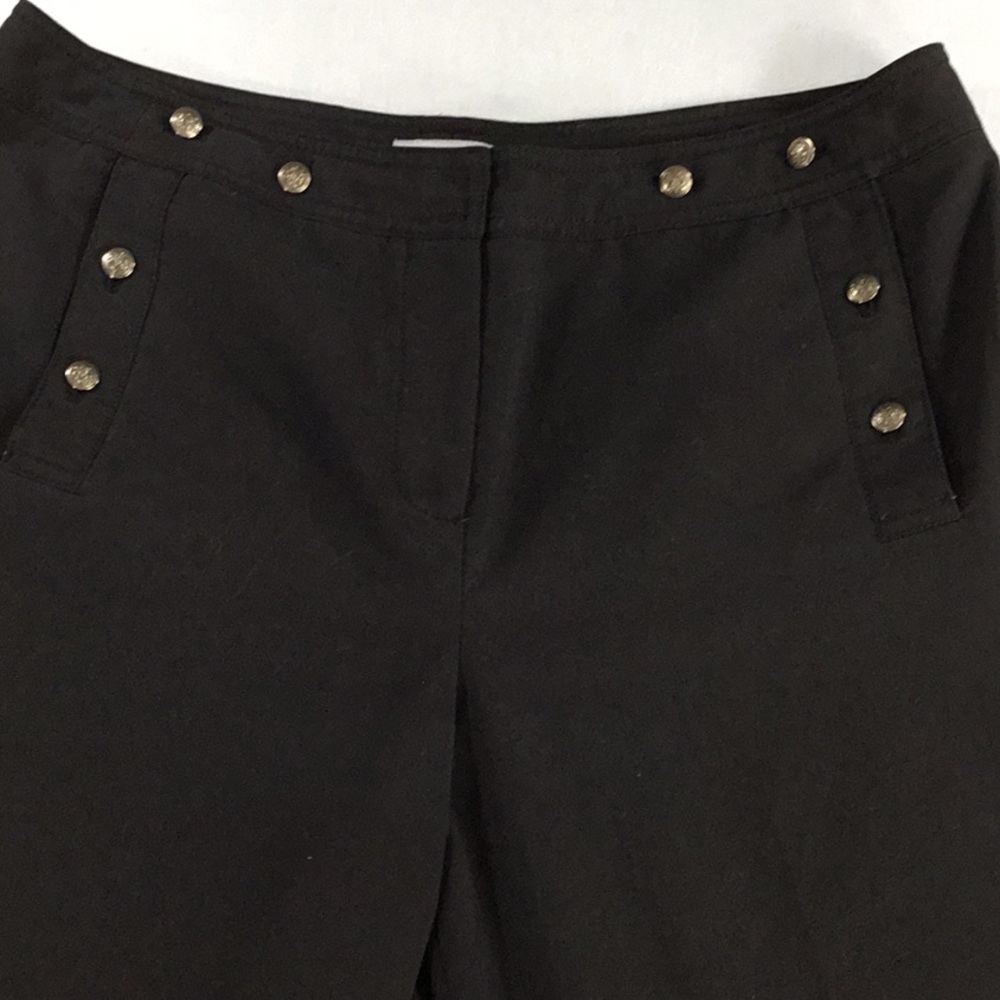 Dress Barn Nautical Black Button Wide Leg Crop Pants Professional Casual Size 14 - Picture 2 of 8